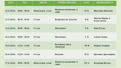 Открити уроци през месец ноември 1